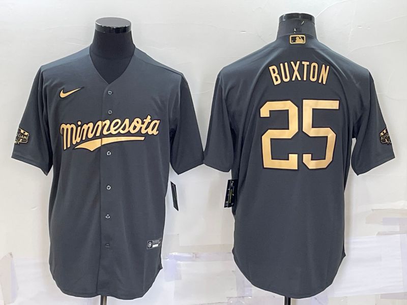 Men Minnesota Twins 25 Buxton Grey 2022 All Star Nike MLB Jersey